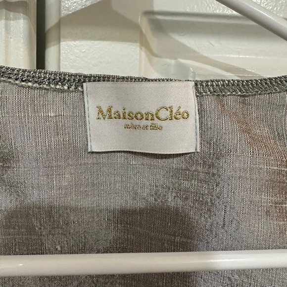 Maison Cleo Silver Silk Blouse Size S/M/L - Picture 13 of 13